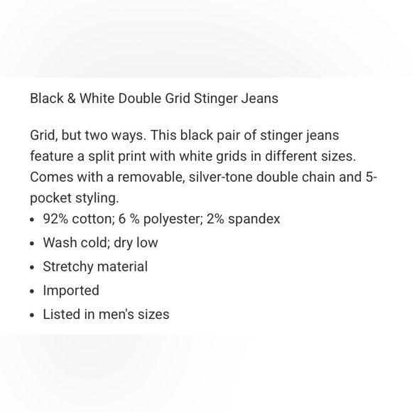 Hot Topic black and white double grid stringer skinny jeans Mens size 26. NWOT - Picture 3 of 5